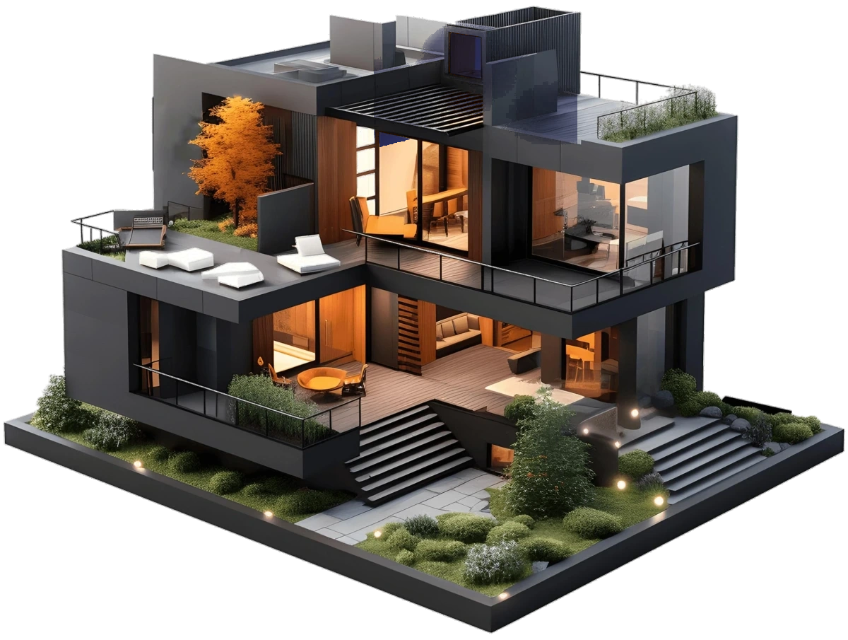 Villa With Rooftop Light Off